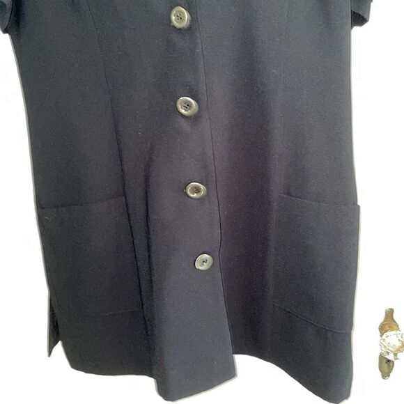 Vtg 90s Danny & Nicole black polyester  short sleeved long jacket - Picture 3 of 8